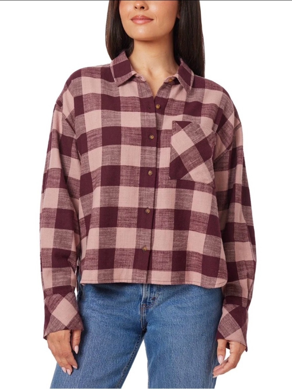 Scotch & Soda Pink & Burgundy Buffalo Plaid Flannel Button Up Shirt XXL